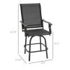 Outsunny Set of 2 Outdoor Swivel Bar Stools with Armrests, Bar Height Patio Chairs with Steel Frame for Balcony, Poolside, Backyard, Black