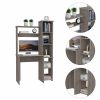 Light Grey 6-Shelf Writing Desk with Built-in Bookcase
