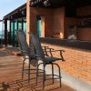 Outsunny Set of 2 Outdoor Swivel Bar Stools with Armrests, Bar Height Patio Chairs with Steel Frame for Balcony, Poolside, Backyard, Black