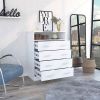 Four Drawer Dresser, Superior Top, One Open Shelf, White