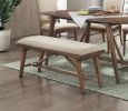 Modern Design 6pc Dining Set Table Bench and 4x Side Chairs Fabric Upholstered Seat Brown Finish Wooden Dining Kitchen Furniture