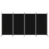 4-Panel Room Divider Black 136.2"x70.9" Fabric