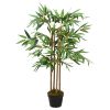 Artificial Plant Green, Brown Real Bamboo, Polyester, Plastic, Iron