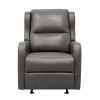 Gray Faux Leather Upholstery Glider Reclining Chair 1pc Living Room Furniture Comfort Seating Gentle Motion