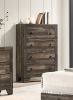 1pc Rustic Four Drawers Storage Tall Chest Brown Gray Finish Wooden Bedroom Furniture