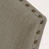 Traditional Classic Brown Dinng Chair Set of 2 Beige Fabric Upholstered Nailhead Trim Wooden Dining Room Furniture