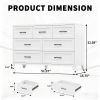 7-Drawer Dresser, Wide Low-Profile Storage Cabinet, White Metal Chest of Drawers for Bedroom, Living Room & Entryway