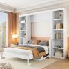 Full Size Murphy Bed with Desk and Bookshelf, White(ETA:12.7)