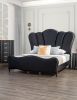 Glam Beautiful Black Fabric 1pc Queen Size Bed Padded Channel Headboard Bedroom Furniture