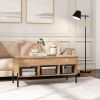 Living Room Central Table with Lifting Tabletop and Metal Legs