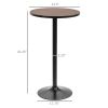 42 Bar Height Round Table Weathered Wood Top Steel Frame for Home Bar Kitchen Dining Room Brown Black