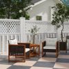 Outsunny Outdoor Bistro Set Wicker Patio Furniture with Cushions, for Porch, Backyard, Garden, Brown