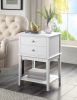 White Nightstand 2 Drawers 28 inches Tall for Bedroom, Wood Sofa Side Table with Storage Shelf, Large End Tables