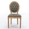 French Style Solid Wood Frame Antique Painting,Hand-pulled buckle decoration PU artificial leather Dining Chair with Nailhead Trim ,Wood Legs,Set of 2