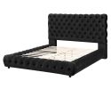 1pc Contemporary Upholstered Queen Bed Tufted Headboard and Footboard Bedroom Furniture Black