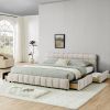 King Size Upholstered Bed ,comfortable upholstered bed frame, Chenille fabric