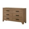 1pc Walnut Color Six Drawers Dresser Black Bar Pulls Transitional Style Bedroom Metal Center Glide