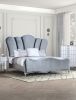 Glam Beautiful Silver Fabric 1pc Queen Size Bed Padded Channel Headboard Bedroom Furniture
