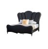 Glam Beautiful Black Fabric 1pc Queen Size Bed Padded Channel Headboard Bedroom Furniture