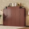 Queen Size Murphy Bed, Wooden Queen Wall Bed with 2 Wardrobe and Storage Shelf, Multifunctional Foldable Platform Bedframe for Guest-Room, Bedroom
