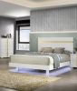 White 1pc Queen Size Bed Underbed LED Modern Bedroom Furniture Acrylic Trim Mattress Ready Bedframe