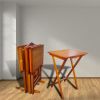 Folding Trays with Storage Rack, Snack Table - Set of 4, honey