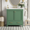 30 Inch Green Bathroom Vanity with Single Sink, Combination Under Counter Sink, Bathroom Storage Cabinet with 2 Doors and a Drawer, Soft Closure