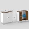 Under Sink Cabinet Pedestal Bathroom Storage Adjustable Shelf Double Doors Antique White