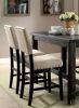 Rustic Charm Beige Linen Like Fabric 2pcs Counter Height Chairs Dining Room Furniture Nailhead Trim Antique Black Bold Distressed Details Wood