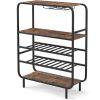 16 Bottle Wine Rack with 5-Tier Wine Shelf and Glass Holders for Kitchen Bar