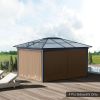 Outsunny 9.84' x 9.84' Universal Gazebo Sidewall Set with 4 Panel, 40 Hook/C-Ring Included for Pergolas & Cabanas, Brown