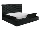Luxurious 1pc Glam Tufted Headboard Upholstered Contemporary Queen Bed Multiple Storage Compartments Wooden Bedroom Furniture Black