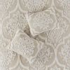 3 piece Tufted Cotton Chenille Damask Comforter Set