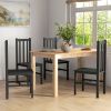 HOMCOM Farmhouse Dining Table Chairs Set of 4 Pine Wood Slat Back Black