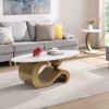 Modern Nesting Coffee Table Set of 2 End Table for Living Room, Oval and Round Table Set, Golden