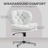 Computer Desk Chair, Armless Office Chair with Wide Padded Seat and Adjustable Height, White
