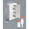 Bathroom Floor Cabinet, 4-Tier, Wooden Storage Organizer with 4 Doors and Adjustable Shelf