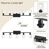 5-Light Vanity Light Bathroom Fixture with Clear Glass Shade Multi-Directional Rotating Metal Ceiling Spotlight Fixture with Adjustable Track Heads