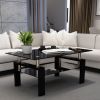 Rectangle Black Glass Coffee Table, Clear Coffee Table, Modern Side Center Tables for Living Room, Living Room Furniture
