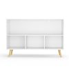 Kids bookcase with Collapsible Fabric Drawers, Children's Book Display, Toy Storage Cabinet Organizer, White+Gray