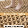 Two-piece waffle-knit bathroom rug set, super absorbent bathroom mat, ultra-soft rubber-backed shower mat, suitable for bathroom floors