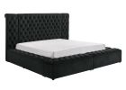 Luxurious 1pc Glam Tufted Headboard Upholstered Contemporary Queen Bed Multiple Storage Compartments Wooden Bedroom Furniture Black