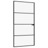 Interior Door Black 40.2"x79.3" Tempered Glass & Aluminum Slim