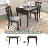 3 Piece Kitchen Dining Set with Drop Leaf Dining Table and 2 Dining Upholstered Chairs, Dining Room Set for Small Places, Espresso