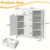 Elegant White Vertical Stripe Bathroom Cabinet with Adjustable Shelves and Bronze Handles Multipurpose Storage for Bathroom Foyer Dining Room