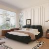 Queen Size Luxury Upholstered Platform Bed with Oversized Padded Backrest and Solid Wood Frame,suitable for Multiple heights of mattresses
