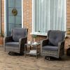 Outsunny Patio Pivotal 360Â°Rotating Rocking Bistro Set, Gray, Modern & Comfortable Outdoor Seating