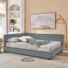 Queen Size Upholstered Tufted Bed Frame, Sofa Bed Frame with Comfortable Backrest and Armrests, Queen Size Bed for Bedroom, Living Room,Velvet