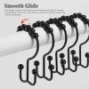 Shower curtain hooks, 12-pack of shower curtain hook rings, rust-proof metal double-track shower curtain hook rings