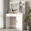 Vanity Desk with Mirror & Light, Large Drawer Three Level Storage Dresser, 3 Lighting Modes Adjustable Brightness, Bedroom Dressing Table(white)